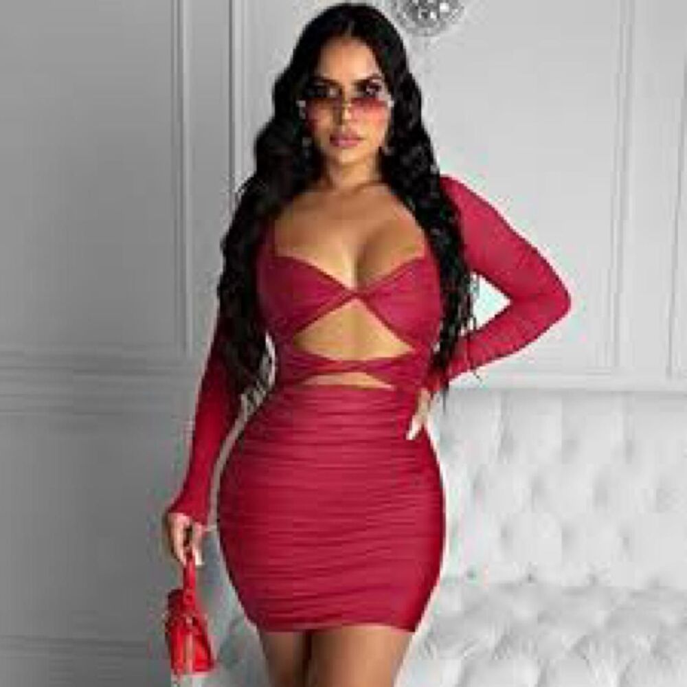 Women's Red and Pink Dress